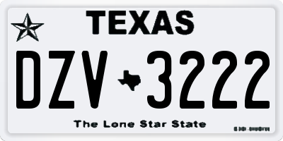 TX license plate DZV3222