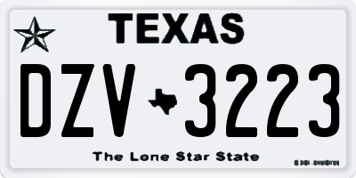 TX license plate DZV3223