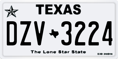 TX license plate DZV3224