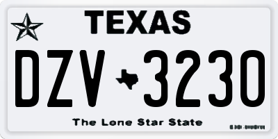 TX license plate DZV3230