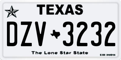 TX license plate DZV3232