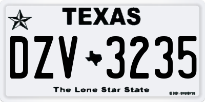TX license plate DZV3235