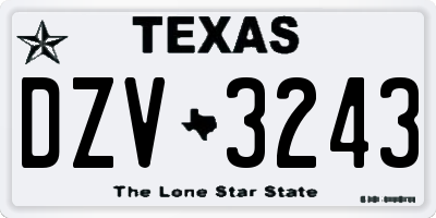 TX license plate DZV3243