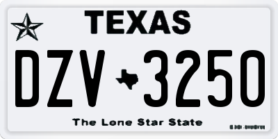 TX license plate DZV3250