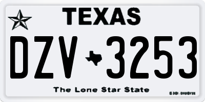 TX license plate DZV3253
