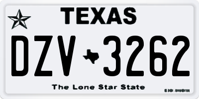 TX license plate DZV3262