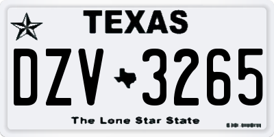 TX license plate DZV3265