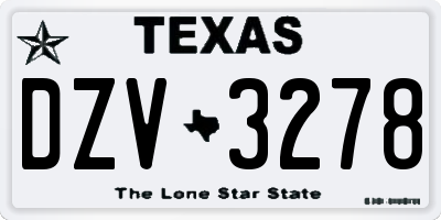 TX license plate DZV3278