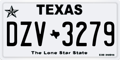 TX license plate DZV3279