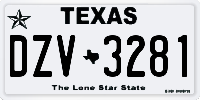 TX license plate DZV3281