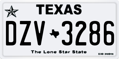 TX license plate DZV3286
