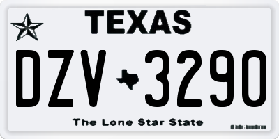 TX license plate DZV3290