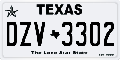 TX license plate DZV3302