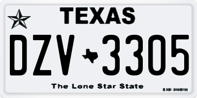 TX license plate DZV3305