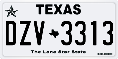 TX license plate DZV3313