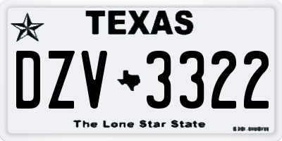 TX license plate DZV3322