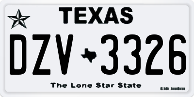 TX license plate DZV3326