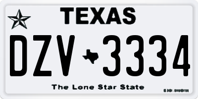TX license plate DZV3334
