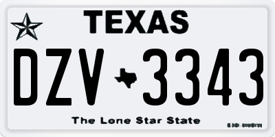 TX license plate DZV3343