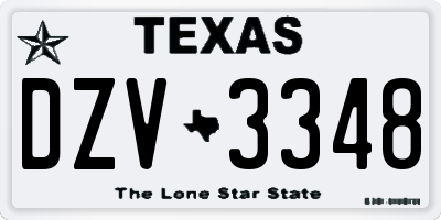 TX license plate DZV3348
