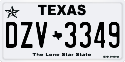 TX license plate DZV3349