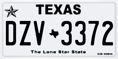 TX license plate DZV3372