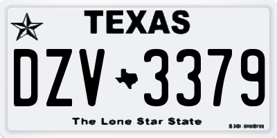 TX license plate DZV3379