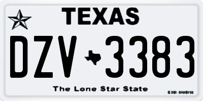 TX license plate DZV3383