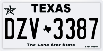 TX license plate DZV3387