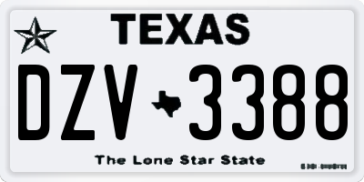 TX license plate DZV3388