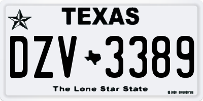 TX license plate DZV3389