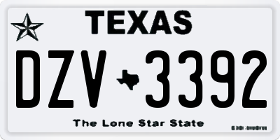 TX license plate DZV3392