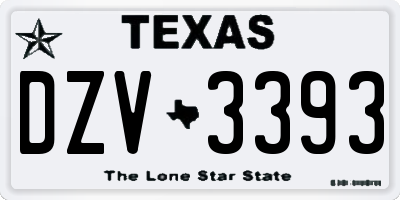 TX license plate DZV3393