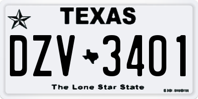 TX license plate DZV3401