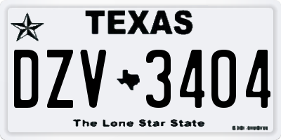 TX license plate DZV3404