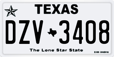 TX license plate DZV3408