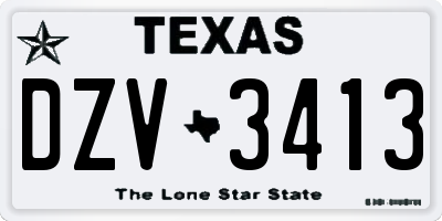 TX license plate DZV3413
