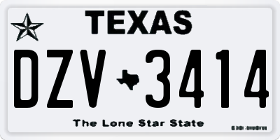 TX license plate DZV3414