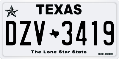 TX license plate DZV3419
