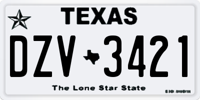 TX license plate DZV3421