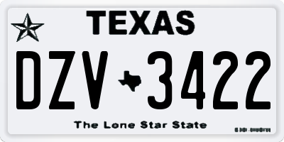 TX license plate DZV3422