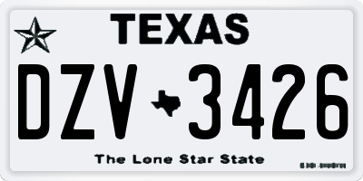 TX license plate DZV3426