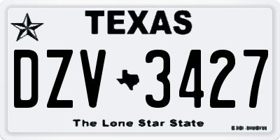 TX license plate DZV3427