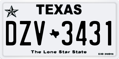 TX license plate DZV3431