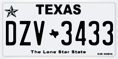 TX license plate DZV3433