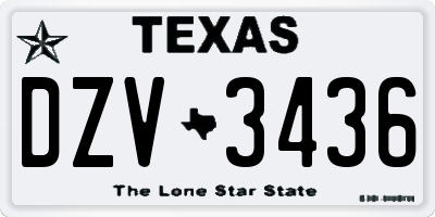TX license plate DZV3436