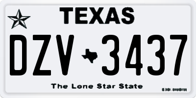TX license plate DZV3437