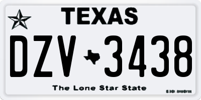 TX license plate DZV3438