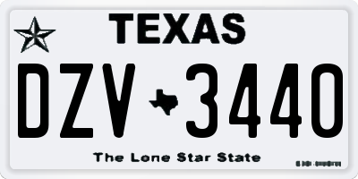 TX license plate DZV3440