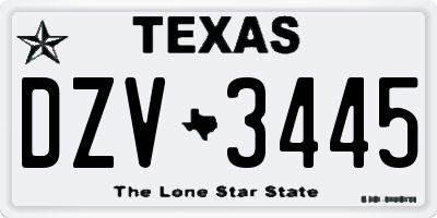 TX license plate DZV3445